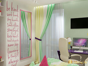 цветные шторы в комнате девочки